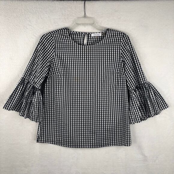 Calvin Klein Women's Size Medium Gingham Top - Picture 1 of 7